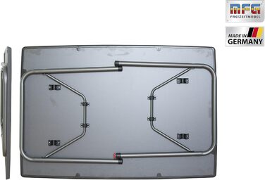 Садовий розкладний стіл MFG 132x90 см, Садовий стіл Всепогодний Компактна розкладна конструкція з вирівнювальними ніжками Не потребує складання Каркас антрацит, Декор стільниці сланець