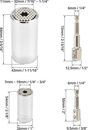 Універсальний торцевий ключ, гайковий ключ, набір торцевих ключів, 11-32 мм, 7-19 мм, 4 шт.