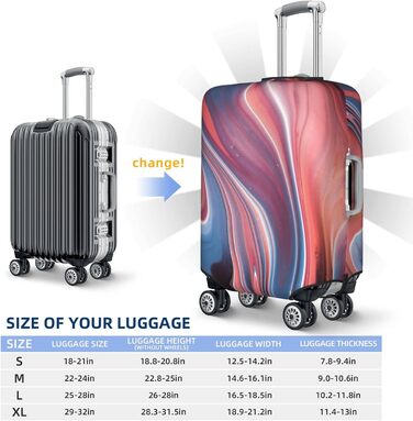 Чохол на валізу Абстрактний рожевий мармур, еластичний, водостійкий, захисний, для подорожей та роботи (розмір валізи 45,7 - 81,3 см), чорний, розмір S