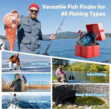 Ехолот, камера для підводної риболовлі з IPS-дисплеєм, ширококутним кутом нічного бачення 220, водонепроникний ехолот IP67, ідеально підходить для морської, річкової та підлідної риболовлі.