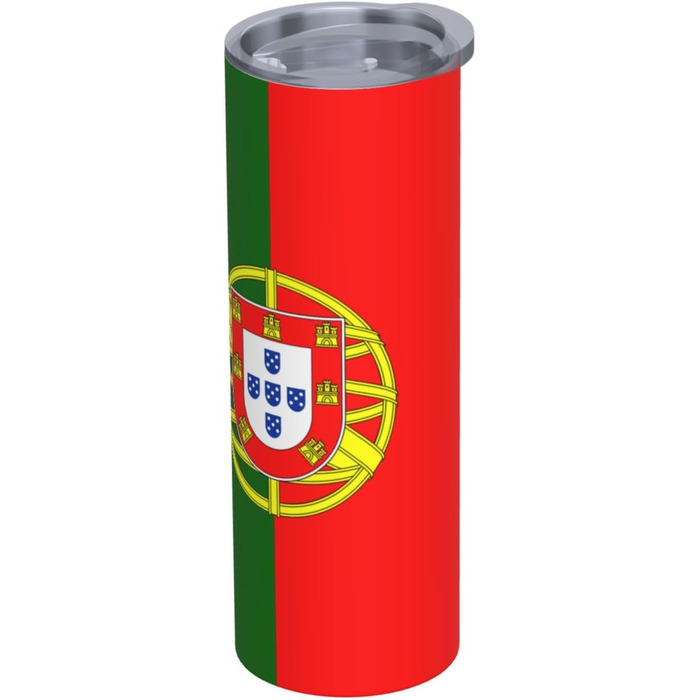 Кухоль з прямою трубочкою, дизайн португальський прапор, друкований, дорожній кухоль, підходить для кемпінгу, офісу та дому, 590 мл
