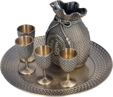 Турецький чайний сервіс у вінтажному стилі з цинкового сплаву з рельєфним малюнком та вишуканим дизайном, стійкий до вицвітання та надзвичайно довговічний турецький кавовий сервіс з чашками для декору дому