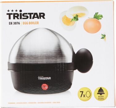 Яйцеварка Tristar EK-3076 - на 7 яєць, чорна нержавіюча сталь