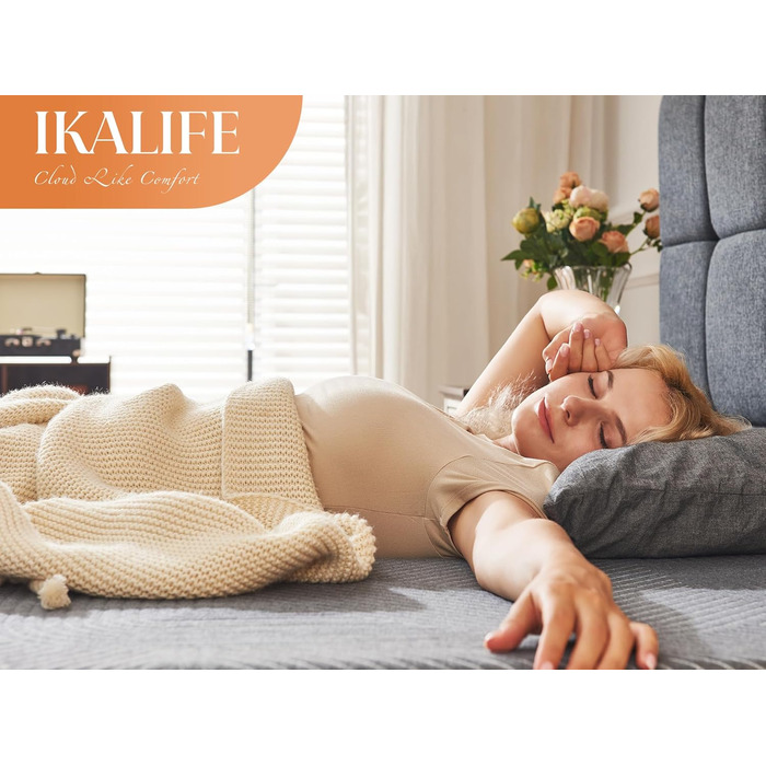 Зонний матрац з холодної піни, 90 x 200 см, матрац з гелевої піни з ефектом пам&39яті, середньої жорсткості (H3), суперм&39який, висота 20 см, сертифікований Oeko-TEX 100, дихаючий матрац, що згортається, чорний, 90 x 200 см, 7-