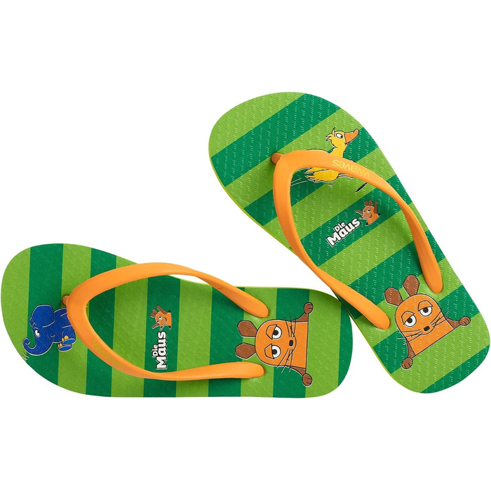 Дитячі шльопанці, сандалі-шльопанці &quotМишка &quotТри друзі&quot&quot, пляжне взуття для літа, відпочинку, піщано-пляжний мотив, капці для купання для дівчаток та хлопчиків, розмір 30-34 (31,5 EU). &quotТри друзі&quot