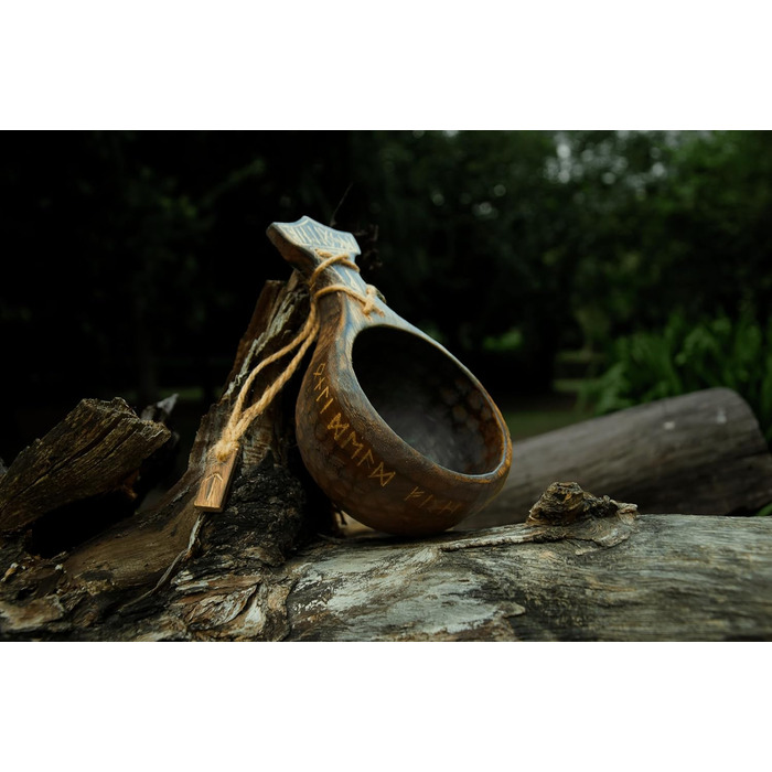 Традиційна чашка Кукса, 340 мл, унікальний глечик ручної роботи, легкий, міцний, середньовічний стиль, сільський дерев&39яний кухоль, кемпінговий кухоль, екологічно чистий