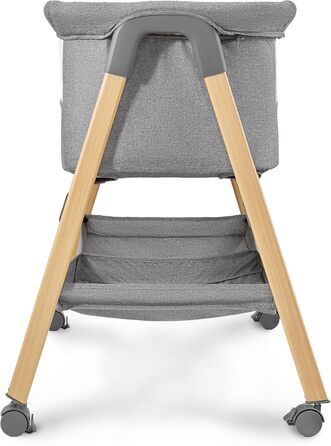 Дитяче ліжечко Moby-System Mili Дорожнє ліжечко 06 місяців, Складане з матрацом, Сітчасті боковини, Місце для зберігання, Колеса з гальмом, Легке та стійке, Сірого кольору, Для новонароджених, Приліжкове ліжечко без свердління, Макс. 9 кг.