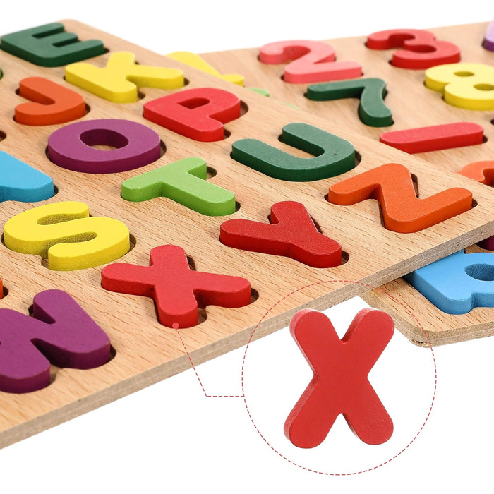 Дерев&39яні іграшки-пазли Gitua, 2 частини, барвистий алфавіт, букви ABC, цифри, дизайн, дерев&39яні блоки-пазли для малюків і діт