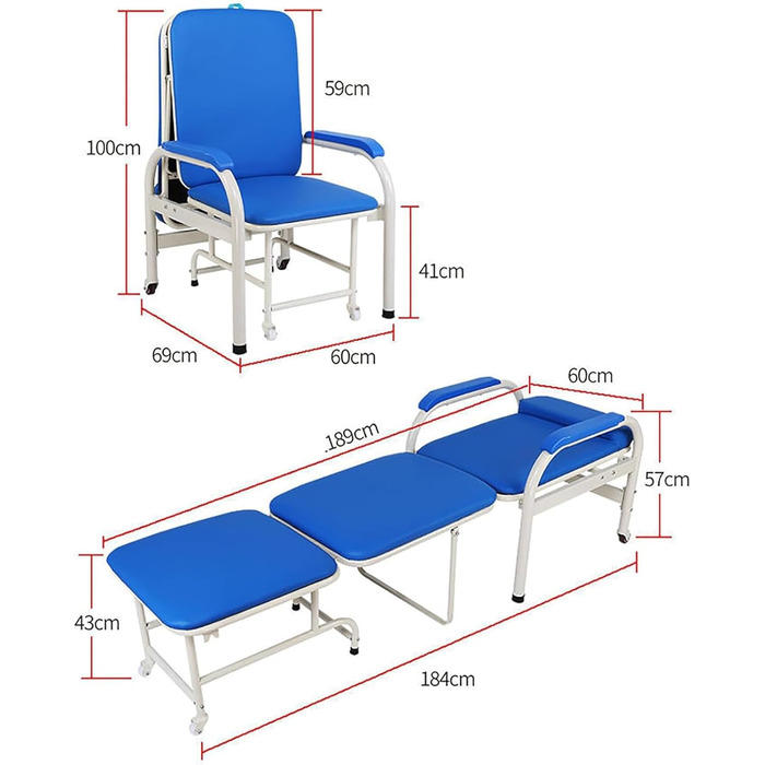 Крісло-компаньйон і ліжко HFLKKC Медичне одинарне портативне розкладне крісло та ліжко Лікарня вдома Крісло для сну