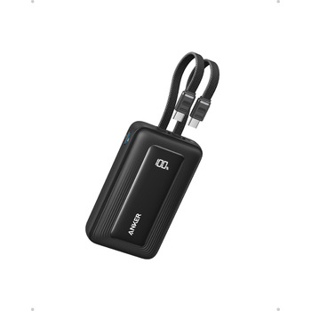 Зовнішній зарядний пристрій Anker Zolo (оновлення 2025 року), швидка зарядка 45 Вт, акумулятор ємністю 20000 мАг, два вбудовані кабелі USB-C, 1 порт USB-C та 1 порт USB-A, для iPhone серії 17/16, Galaxy, MacBook та інших, кабелі USB-C 45 Вт*2, чорний