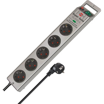 Розетковий подовжувач із захистом від перенапруги (багаторозеткова розетка з кабелем 2,5 м і вимикачем - з ударостійкого полікарбо