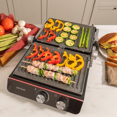 Електричний гриль Cecotec Rock'nGrill Blaze Neon потужність 2200 Вт, розкладна конструкція 180, точне керування з індикатором, знімні панелі, велика поверхня 29 x 23 см