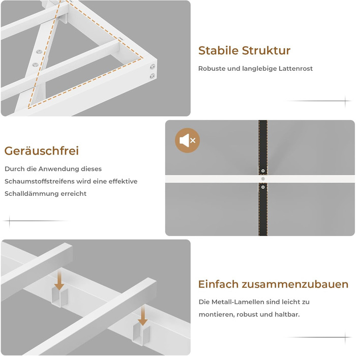 М&39яке ліжко 140x200 см, Ліжко 140 x 200 зі світлодіодним освітленням та зарядною станцією, Каркас ліжка з узголів&39ям, Каркас двоспального ліжка Плаваючий каркас ліжка, Металеве ліжко, ПУ, Сучасне, Біле (без матраца) 140 x 200 см Білий