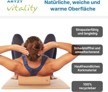 Корковий ролик для фасцій Масажний ролик для фасцій, виготовлений зі 100 корку Екологічний та антибактеріальний Масажний ролик для фасцій Корковий ролик, виготовлений у Португалії, бежевий, 30 x 10 см