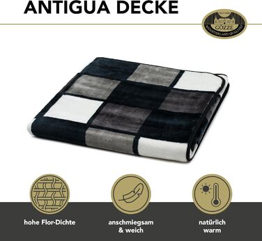 М&39яка ковдра, на дотик кашемір, висока щільність тканини 500 г/м, Antigua, 150 x 200 см - Антрацит/Чорний/Біло-сірий