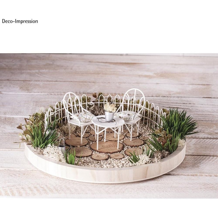 Комплект сидінь Rayher, залізний дріт, білий лак, 3-предметний, 2 стільці, 1 стіл, мініатюрні меблі, декоративний комплект сидінь, 46066102