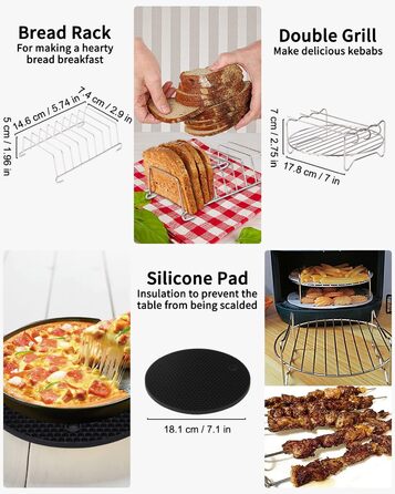 Дюймові аксесуари для фритюрниці, набір із 16 предметів із 200 аркушів паперу для випічки, підходить для фритюрниць діаметром понад 18 см (7 дюймів), 7-