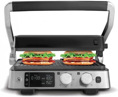Сендвічниця 3 в 1 Karaca Compact Steel Sear & Grill Inox 2008 електрогриль, тостер та контактний гриль із швидким нагріванням, регулюванням температури та висоти, нержавіюча сталь