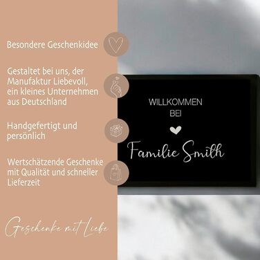 З любов&39ю зроблено Персоналізований килимок для дверей з іменем для використання в приміщенні та на вулиці для сімей, подарунок для пар на новосілля, день народження, килимок для дверей з іменем, чорно-білий