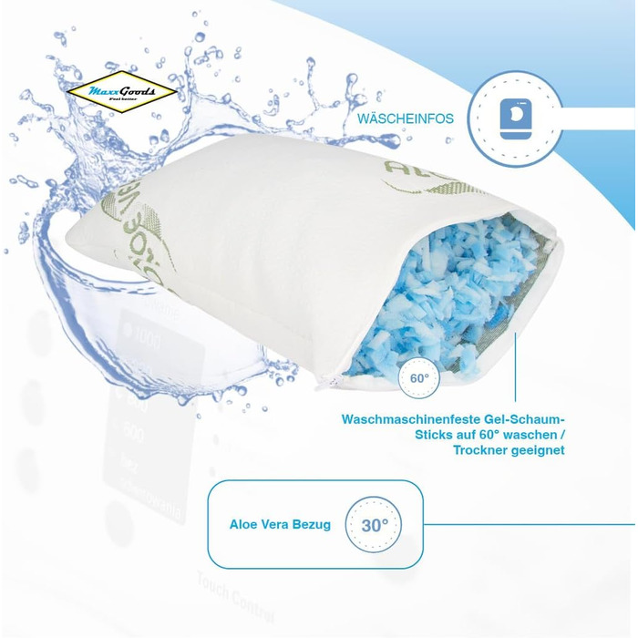 Дорожня подушка 40x24x12 см з гелевих пінопластових паличок та чохла з алое вера - охолоджувальна подушка з м&39якою охолоджувальною піною - охолоджувальна подушка для голови - для сну на животі, на спині та на боці - дорожня подушка 40x24x12 см з охолодж