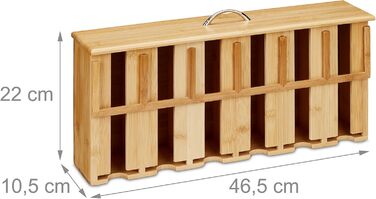 Диспенсер для чайних пакетиків Relaxdays, 6 відділень, місце для зберігання чайних пакетиків, бамбук, чайна коробка, ВxШxГ 22 x 46,5 x 10,5 см, натуральний/сріблястий