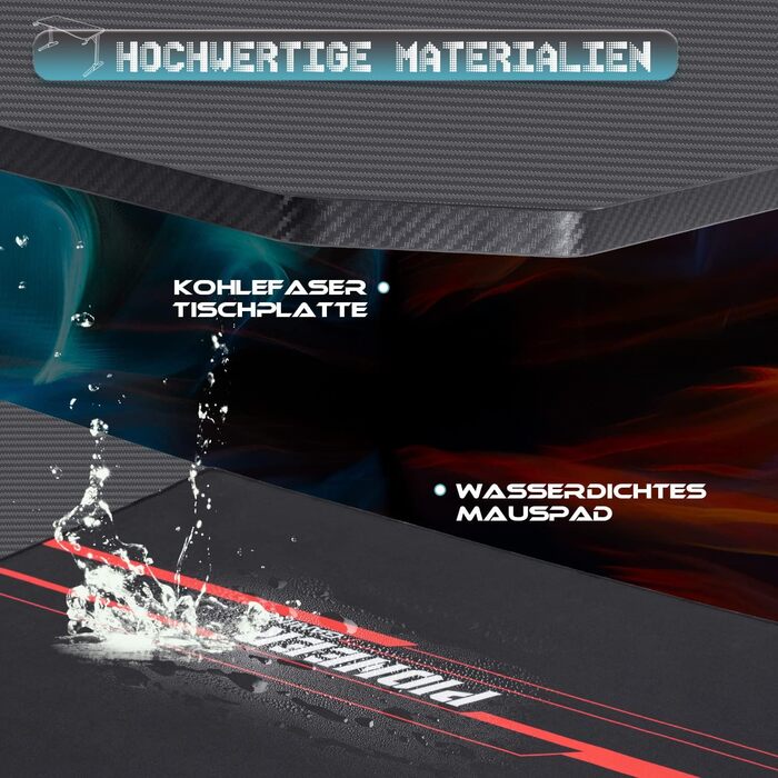 Стіл 180 см ігровий стіл геймерський комп'ютерний стіл ергономічний стіл для ПК з ящиком для зберігання кабелів, підстаканником і