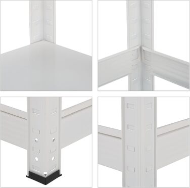 Міцний стелаж Relaxdays, В x Ш x Г 150 x 75 x 30 см, 5 полиць, сталь, білий Стелаж для зберігання, 875 кг, вставний, для підвалу, гаража