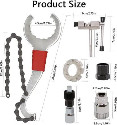 Набір інструментів для велосипедів із 6 предметів, набір інструментів для ремонту велосипедів YDIAMEJ із гайковим ключем для зняття касети 3-в-1. Кривошипний інструмент. Знімач ланцюга. Знімач. Ключ для спиць.