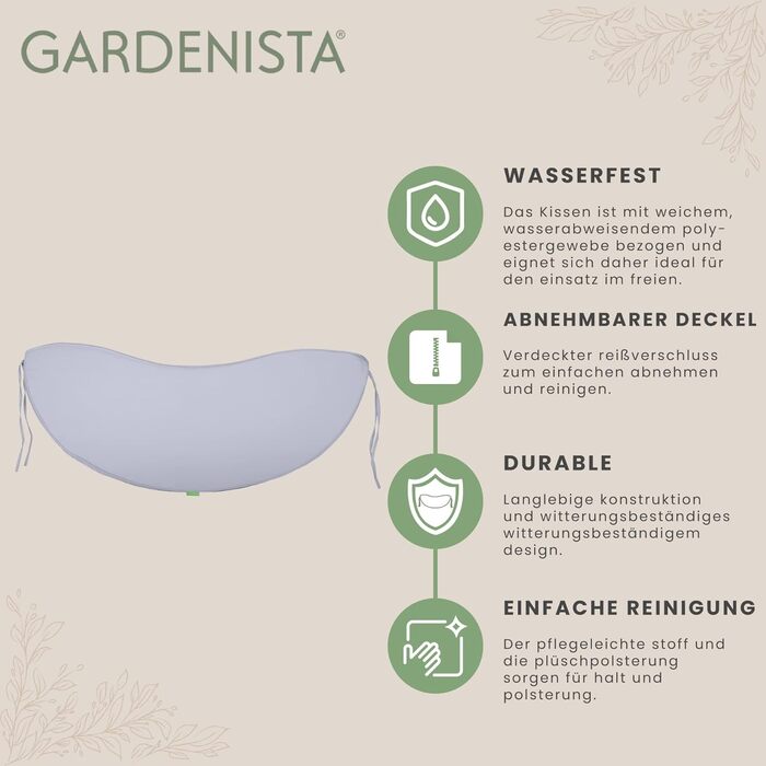 Підставка для бананів Gardenista Curved Вуличні килимки для лавок для приміщень Водовідштовхувальна подушка для садової лави нековзна подушка для лавки Міцна подушка для крісла, подушка для лавки, яку легко чистити (сіра)