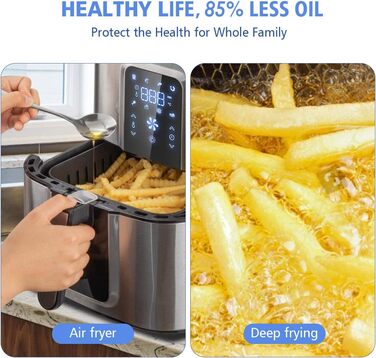 Фритюрниця OZEANOS 5.5 л, потужність 1800 Вт, цифрова сенсорна панель, готові програми, таймер до 30 хвилин - можна мити в посудомийній машині, OT-AF-55SM-DIGITAL 5.5 л