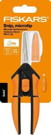 Садові ножиці Fiskars Microtip SP13, довжина 21,5 см, високоякісні сталеві леза/пластикова ручка, чорний/помаранчевий, суцільний, 1051600