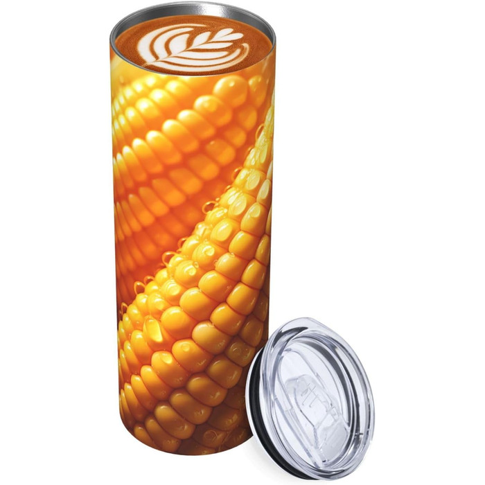 Кухоль з прямою трубочкою, 590 мл, дизайн кукурудза, дорожній кухоль з принтом, підходить для кемпінгу, офісу та дому