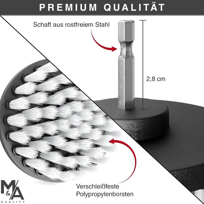 Щітка для акумуляторної дрилі м'які та жорсткі щітки Миттєво очищає автомобіль, оббивку, колісні диски, ванну кімнату - щітка для