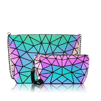 Маленькі жіночі клатчі на кожен день Геометричні сумочки для жінок Яскраві сумочки та сумки на ланцюжку, Геометричні сумки та голографічні крос-боді Набір A