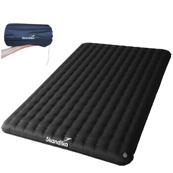 Каримет Skandika Elite/Exclusive Air для одного/двох осіб Надувний матрац, невеликий розмір у пачці, високопродуктивний клапан, килимок для сну на вулиці, надлегкий, надзвичайно товстий, сумка для перенесення для кемпінгу та походів, антрацит (двоспальний