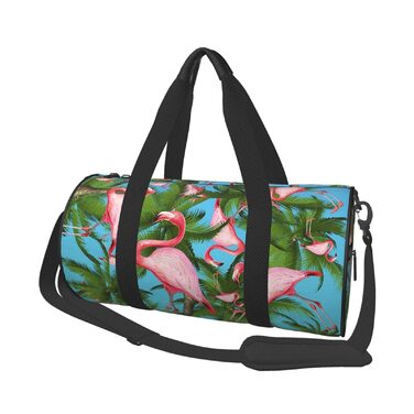 Дорожня сумка з тропічним дизайном (фламінго, пальми) для фітнесу, спорту, велика сумка для подорожей, на нічліг та на вихідні для жінок та чоловіків