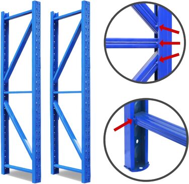 Сталевий надміцний стелаж Area1 200x200x50 см (ВxДxШ) Надійна промислова якість для складів, гаражів або підвалів 200 x 200 x 50 см