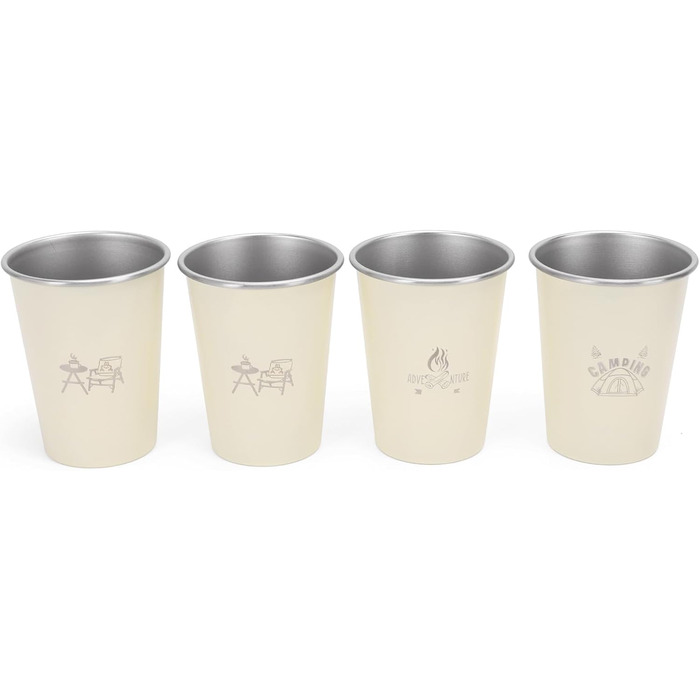 Дорожні кухлі з нержавіючої сталі (304), 350 мл, упаковка з 4 шт. , легкі кемпінгові кухлі для води, кавові кухлі для активного відпочинку, домашнє використання (бежевий)