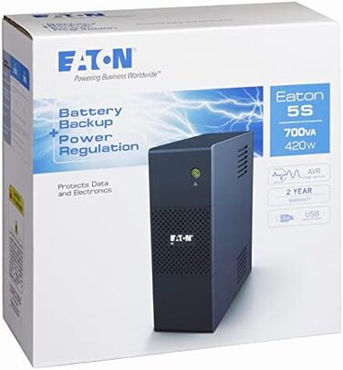 ДБЖ Eaton 5S 700 IEC - Лінійно-інтерактивне джерело безперебійного живлення - 5S700I - 700 ВА (6 виходів IEC-C13 10A, програмне забезпечення для вимкнення) - чорний 700 ВА / IEC