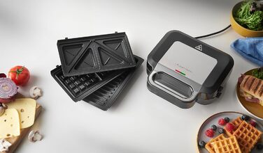 Багатофункціональний прилад Russell Hobbs 3-в-1 бутербродниця, вафельниця, контактний гриль Творіння (можна мити в посудомийній машині, тарілки з антипригарним покриттям і дуже глибокі пластини, без бісфенолу А) 26810-56