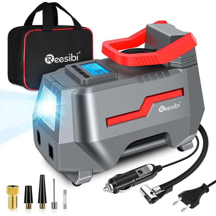Портативний компресор REESIBI 10 бар, з цифровим дисплеєм, підключення 12В 230В для транспортного засобу/автомобіля