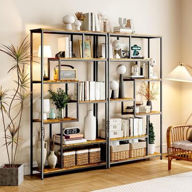 Ярусна зміщена книжкова полиця Bealife. Відкрита окремостояча полиця для вітальні, промисловий дизайн, 98 x 30 x 180 см, офіс, кабінет, ретро, 5-