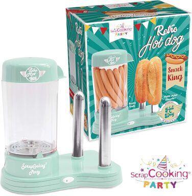 Машина для виготовлення хот-догів ScrapCooking 601 - місткість 12 сосисок і 2 булочки - вінтажний ретро-стиль для вечірок Барбекю Фестивалі Веселощі День народження-Зелений-0601, безпечний для харчових продуктів пластик, білий