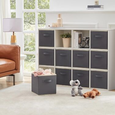 Коробка для зберігання речей Lifewit Fabric Storage Box, складні куби для зберігання об&39ємом 18 л, органайзери з нетканого матеріалу з ручкою для полиць-кубів, вставка для полиць, 10 шт. , 26,5 x 26,5 x 28 см, сірий