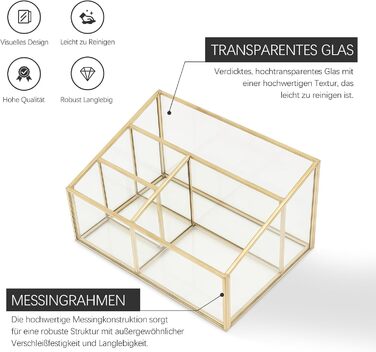 Органайзер для косметики, золотий органайзер для туалетного столика, тримач для пензлів для макіяжу, тримач для палітри тіней для повік з 4 відділеннями, прозорий органайзер для макіяжу для спальні та ванної кімнати, ретро D41B