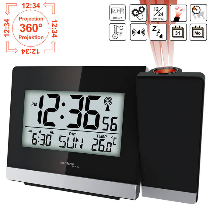 Годинник проекційний Technoline WT536 Black (WT536)