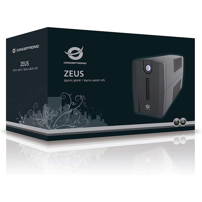 ДБЖ Conceptronic ZEUS04EM 2200 ВА 1320 Вт (650 ВА / 360 Вт, 4 роз'єми IEC)