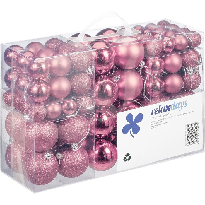 Різдвяні кульки набір із 100 шт рожеві Relaxdays
