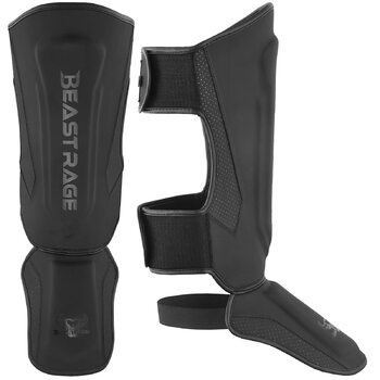 Щитки для гомілок BEAST RAGE для кікбоксингу, муай-тай, ММА, щитки для гомілок із захистом підйому стопи, спорядження для тренувань ММА, спарингу, бразильського джиу-джитсу, карате, боксу, тхеквондо, чорні, M