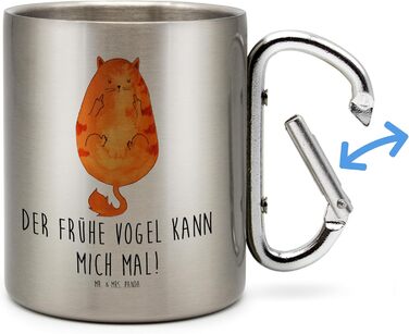 Чайна кружка &quotМістер і місіс Панда&quot Кіт &quotРання пташка&quot - подарунок, кружка з нержавіючої сталі, термокружка з нержавіючої сталі, ізольована кружка, роздратований, проспав, коти, ранкове сваріння, термокружка, кава, середній палець